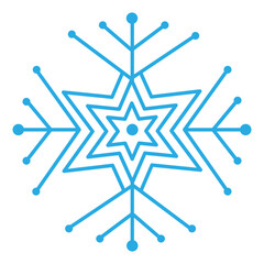 Snowflake winter clip art design on plain white transparent isolated background for card, shirt, hoodie, sweatshirt, apparel, card, tag, mug, icon, poster or badge