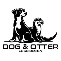 Dog And Otter Vector Logo Design
