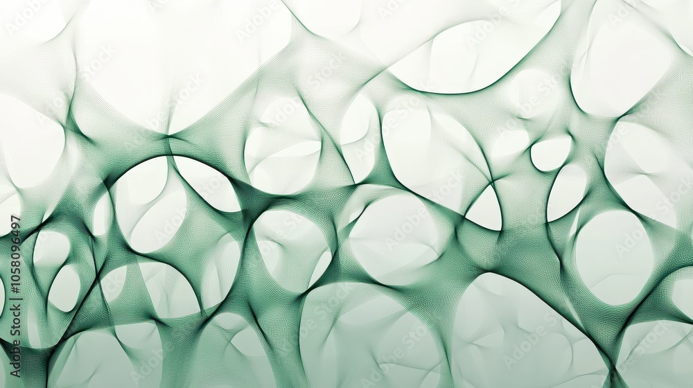 Poster abstract green net pattern with white background.