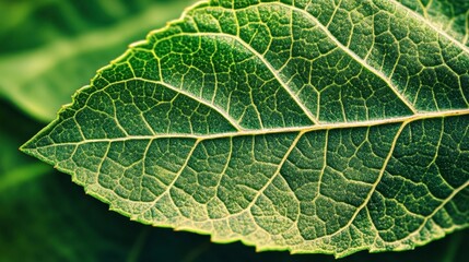 Obraz premium Detailed Green Leaf with Natural Texture Patterns