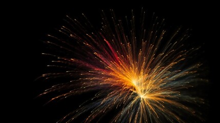 Fototapeta premium Colorful 3D Fireworks Display Against Dark Background