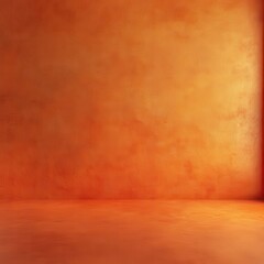 Orange Wall with Textured Surface and Floor for Product Display Mockup