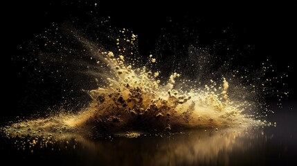 Stunning 3D Gold Explosion on Black Background