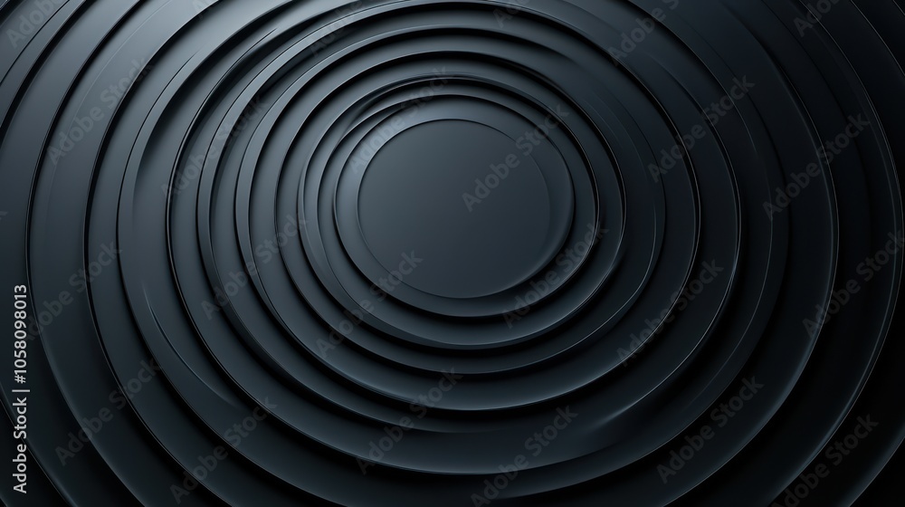 Aufkleber abstract black circular pattern - 3d rendering of concentric circles for background or design elemen