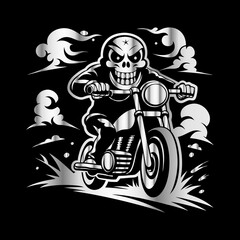 Vintage Skull Biker Club: Ride the Shadows in Timeless Rebel Style.
