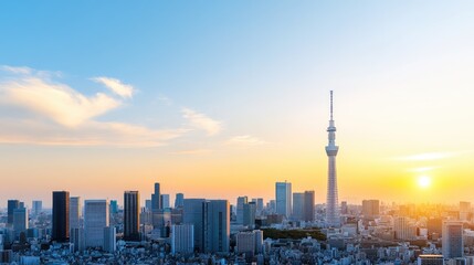 Naklejka premium The vibrant skyline features illuminated buildings and GPS markers, showcasing advanced location technology in an urban setting