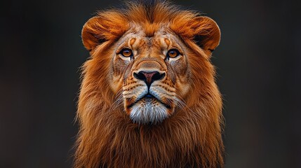 Fototapeta premium Lion portrait on dark background