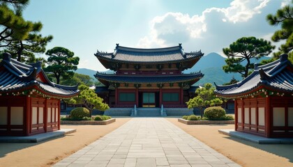  Elegant Asian architecture under a clear sky
