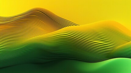 Abstract 3D Waves in Yellow and Green Gradient