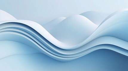 Abstract 3D Waves in Soft Blue Tones