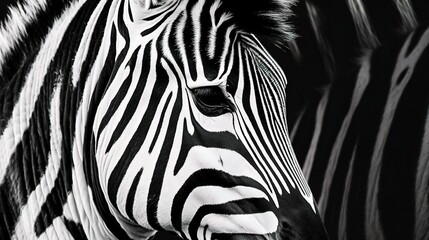 Striking Zebra Portrait in Black and White