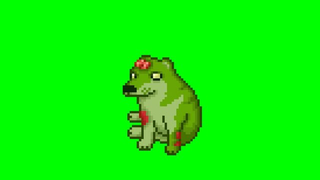 Zombie dog, pixel art meme animation
