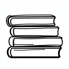 This illustration features a neatly arranged stack of self-help books, designed with a clean line art style on a white background, ideal for personal growth themes, icon