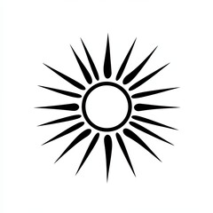 Naklejka premium This illustration features a bold solar flare with radiating rays, designed in black and white against a clean white background, emphasizing simplicity and clarity, icon