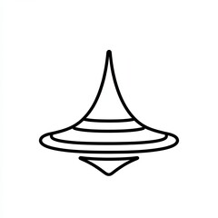 Fototapeta premium This illustration features a minimalist line drawing of a spinning top, highlighting its sleek design and rotational movement against a clean white backdrop, icon
