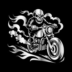 Vintage Skull Biker Club: Ride the Shadows in Timeless Rebel Style.
