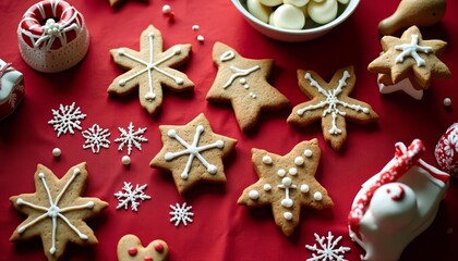 Fototapeta premium Warm holiday cheer with festive sugar cookies