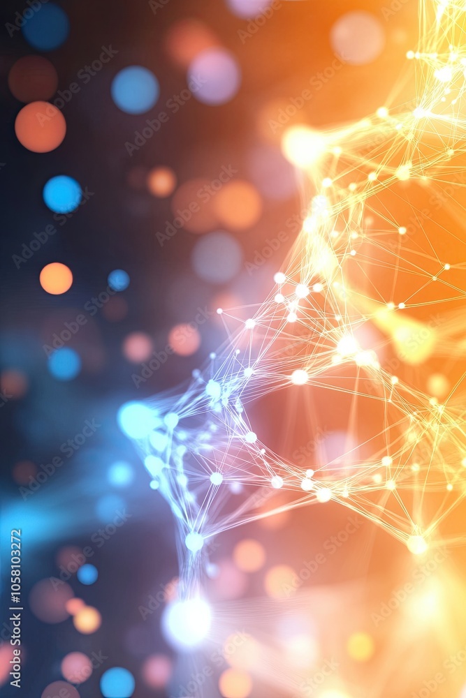 Poster vibrant geometric dna structures in a colorful biochemistry network illuminated by light
