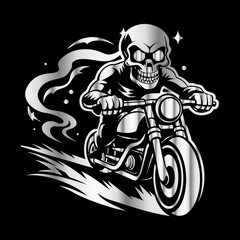 Ride or Die: Vintage Skull Biker Vector Art with Classic Motorcycle Vibe for Bold Road Legends

