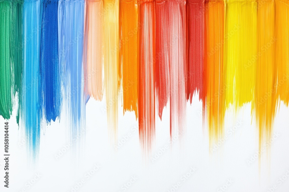 Poster vibrant watercolor strokes creating a colorful cascade on a clean white canvas