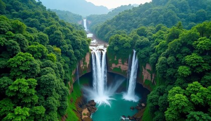 Fototapeta premium Epic Waterfall in a Jungle Paradise