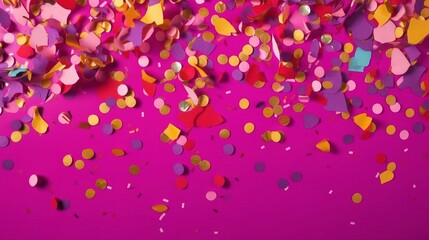 Colorful Confetti on Vibrant Pink Background