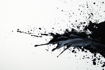 Obraz premium Abstract Black Ink Splatter on White Background - Artistic Texture for Design and Art