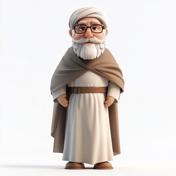 Turn around of a arabic old man charector  "ai generated" 