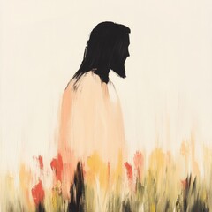 Fototapeta premium Jesus, the Bringer of Life, emerging from the earth, symbolizing resurrection and new beginnings.
