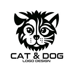 Cat And Dog Vector Logo Design 