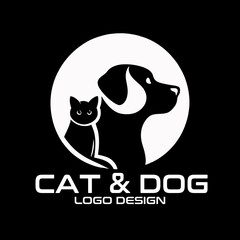 Cat And Dog Vector Logo Design 