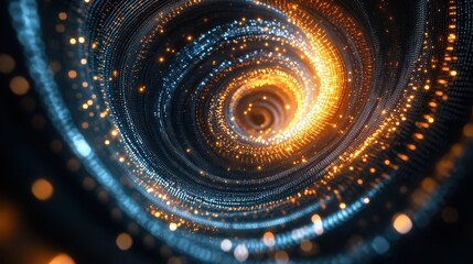 Abstract Swirling Tunnel of Lights - Blue and Orange Bokeh Background.