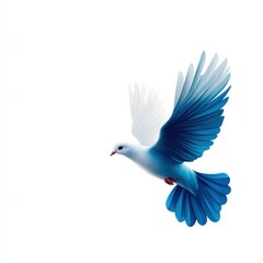 Obraz premium Elegant blue and white bird in flight, isolated on a white background.