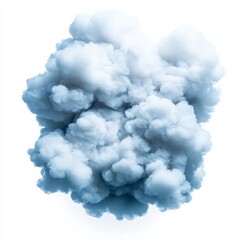 Fluffy cloud formation on a white isolated background.