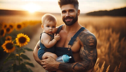 A happy family enjoying a summer day in the park with their children, playing and smiling together on the grass
