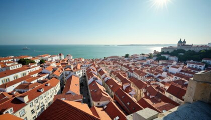  Vibrant coastal cityscape under a clear sky
