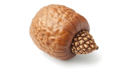 A detailed illustration of an acorn, highlighting its distinctive shape and texture. The acorn, with its smooth, brown shell and characteristic cap, symbolizes growth and potential. 