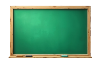 green chalkboard isolated on white transparent background, png element clipart