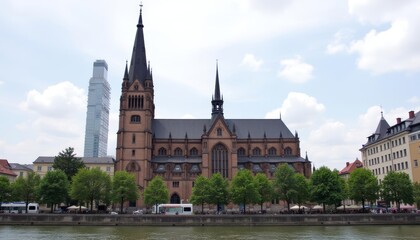 Fototapeta premium Elegant Gothic Cathedral by the River