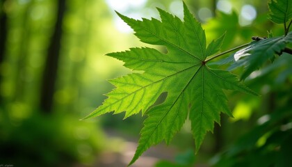  Vibrant green leaf in a forest
