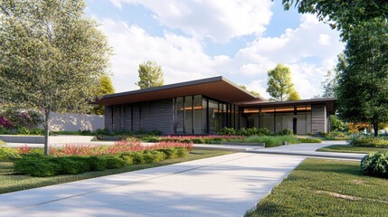 Modern 3D Rendering of a Residential Building