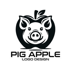 Pig Apple Vector Logo Design