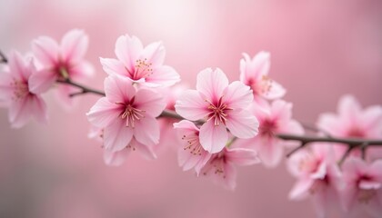 Fototapeta premium Blooming beauty A branch of delicate pink blossoms