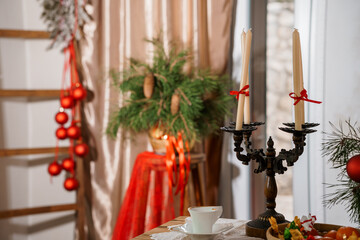 Cozy Christmas Interior with Elegant Decor and Warm Ambiance