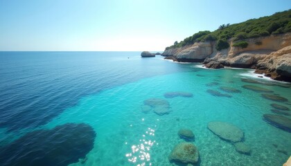 Fototapeta premium Enchanting turquoise waters a serene coastal view