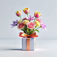 Obraz premium tulips in vase. flower, tulip, bouquet, spring, tulips, pink, flowers, vase, blossom, nature, bunch, floral, isolated, gift, plant, green, beauty, arrangement, bloom, easter, petal, purple, decoration