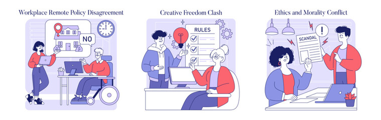 Workplace Disputes. Flat Vector Illustration