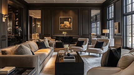 Modern Interior of Stylish Living Room ,Wall Mock Up, Frame , Poster with Beautiful Background, 3d render