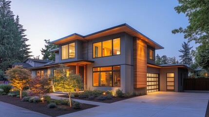 Naklejka premium Modern Elegant Two-Story Home with Stunning Design