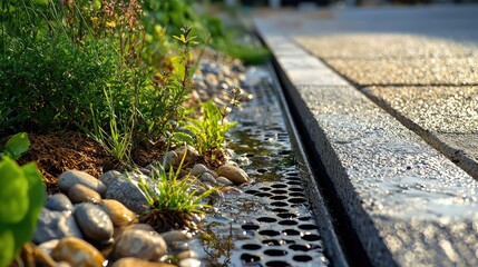Close-up of Stormwater Management Practices in Environment